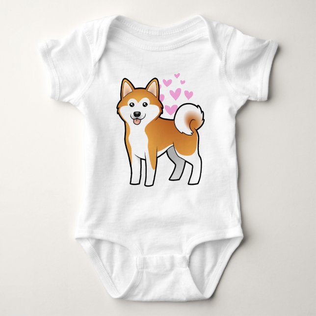 Akita Inu / Shiba Inu Love Baby Bodysuit (Front)