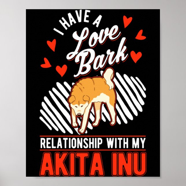 Akita Inu Valentines Day Japanese Akita  Poster (Front)