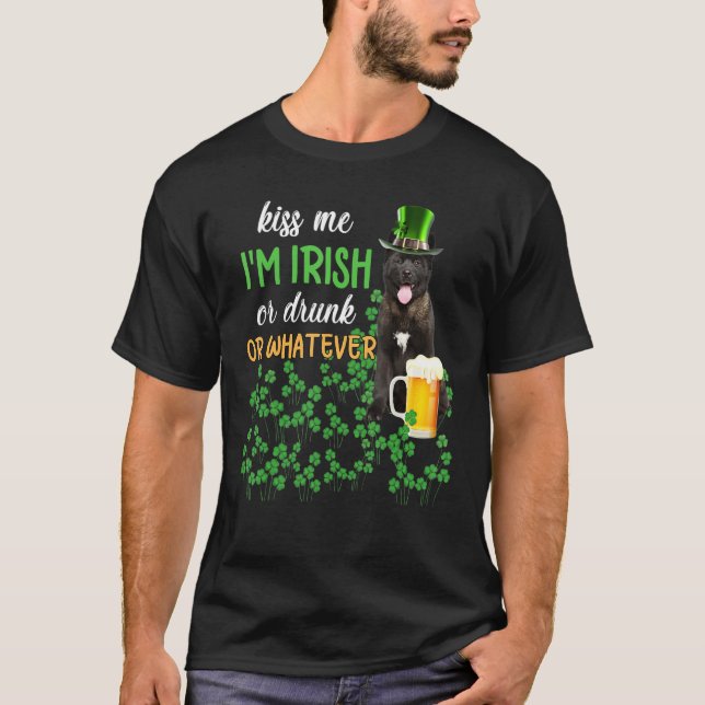 Akita Kiss Me I'm Irish Or Drunk Or Whatever T-Shirt (Front)