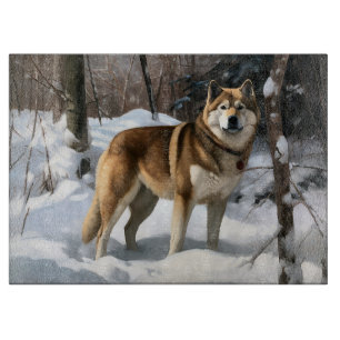 Akita Let It Snow Christmas Cutting Board
