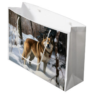 Akita Let It Snow Christmas Large Gift Bag
