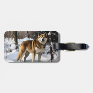 Akita Let It Snow Christmas  Luggage Tag