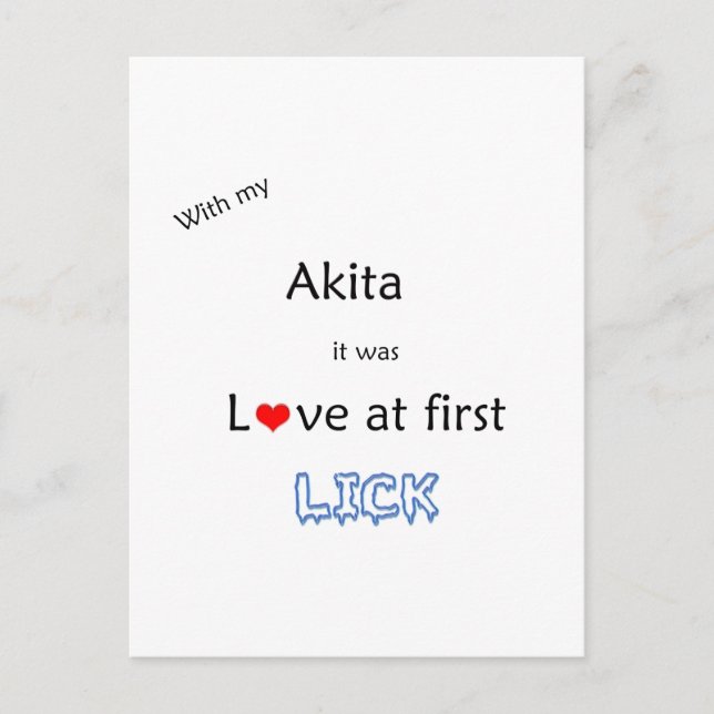 Akita Lick Design Postcard (Front)