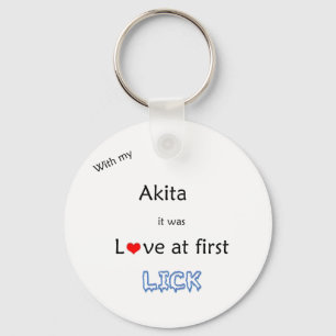Akita Love at First Lick Keychain