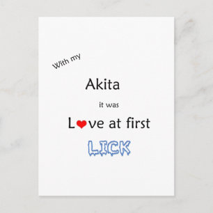Akita Love at First Lick Postcard