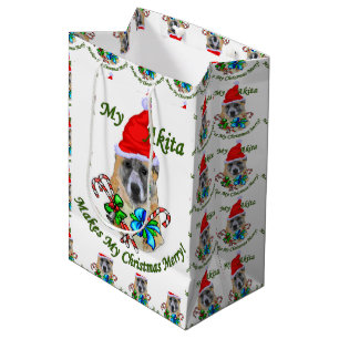 Akita Lovers Christmas Medium Gift Bag