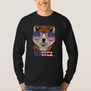 Akita Merica 4th Of July American Flag Usa T-Shirt