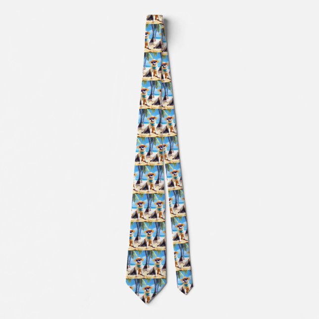 Akita on Beach, summer gift for dog lovers Gift Ta Tie (Front)