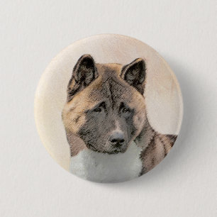 Akita Painting - Cute Original Dog Art 6 Cm Round Badge