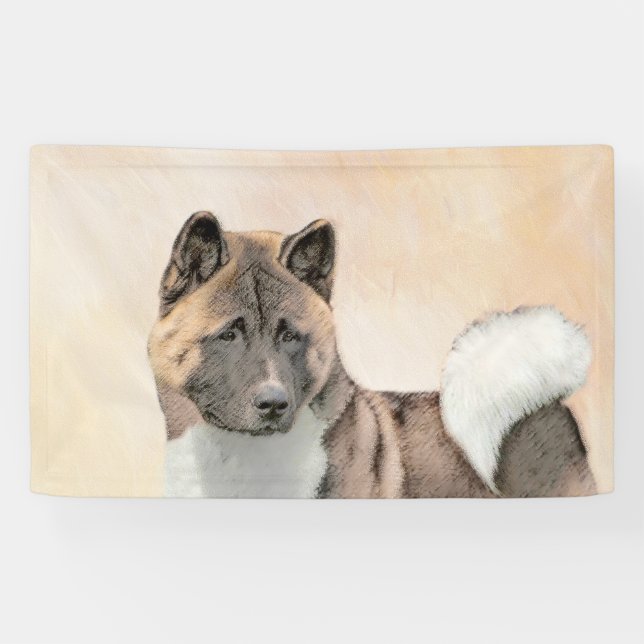 Akita Painting - Cute Original Dog Art Banner (Horizontal)