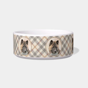 Akita Painting - Cute Original Dog Art Bowl