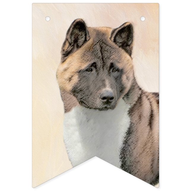 Akita Painting - Cute Original Dog Art Bunting (First Flag)