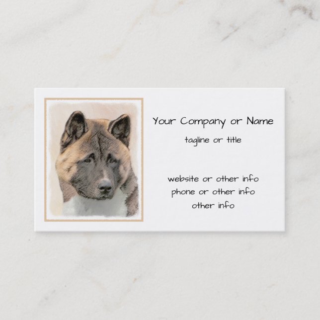 Akita Painting - Cute Original Dog Art Business Card (Front)