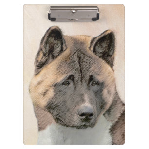 Akita Painting - Cute Original Dog Art Clipboard