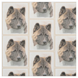 Akita Painting - Cute Original Dog Art Fabric
