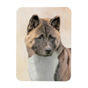 Akita Painting - Cute Original Dog Art Magnet