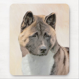 Akita Painting - Cute Original Dog Art Mouse Pad