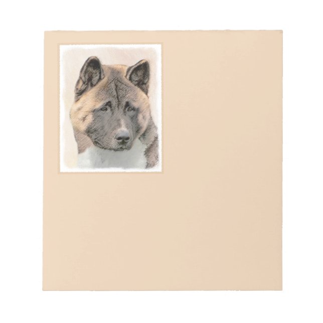 Akita Painting - Cute Original Dog Art Notepad (Front)
