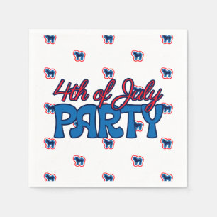 Akita Patriotic Red White And Blue 4th Of July Napkin