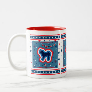 Akita Patriotic Red White And Blue 4th Of July Two-Tone Coffee Mug