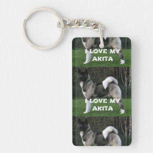 akita pinto black mask full love w pic key ring