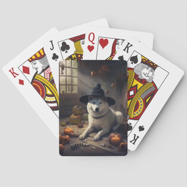 Akita Pumpkins Halloween Scary Playing Cards (Back)