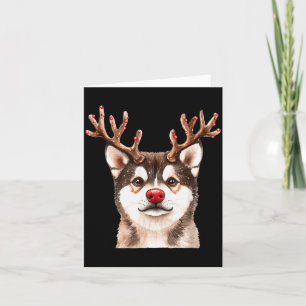 Akita Reindeer Christmas Lights Dog Lover Xmas Paj Card