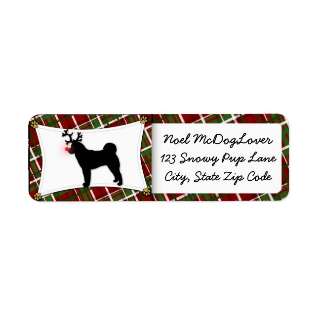 Akita Reindeer Christmas Return Address Label (Front)