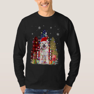 Akita Santa Hat Light Buffalo Plaid Leopard Xmas S T-Shirt