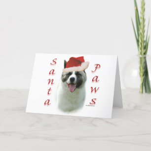 Akita Santa Paws Holiday Card