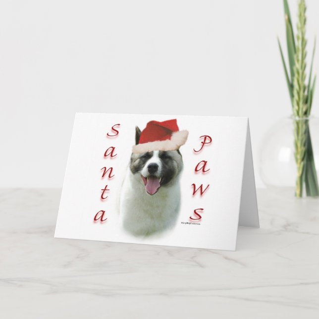 Akita Santa Paws Holiday Card (Front)