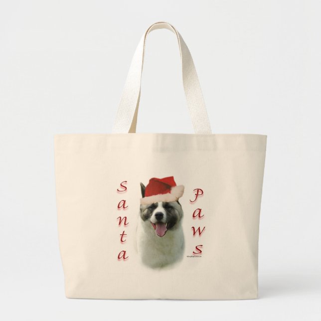 Akita Santa Paws Large Tote Bag (Front)