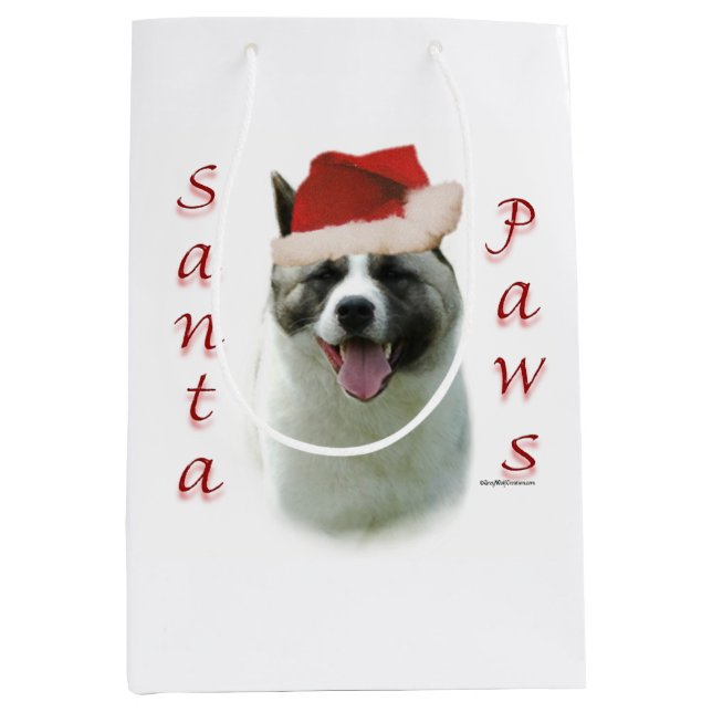 Akita Santa Paws Medium Gift Bag (Front)
