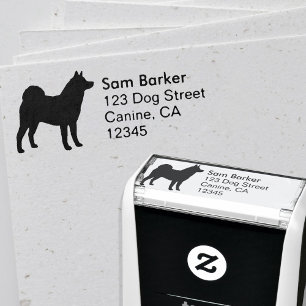 Akita Silhouette Return Address Self-inking Stamp