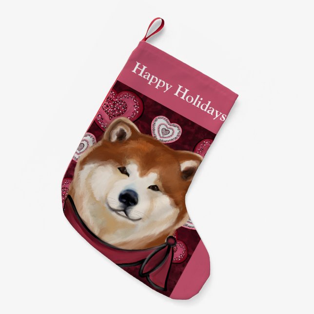AKITA            SMALL CHRISTMAS STOCKING (Front (Hanging))