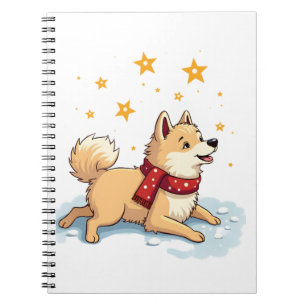 Akita Snowball Fight dog Notebook