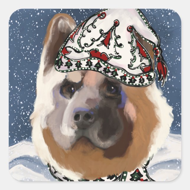 Akita       square sticker (Front)