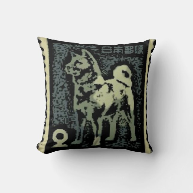 Akita Stamp Pillow (Front)