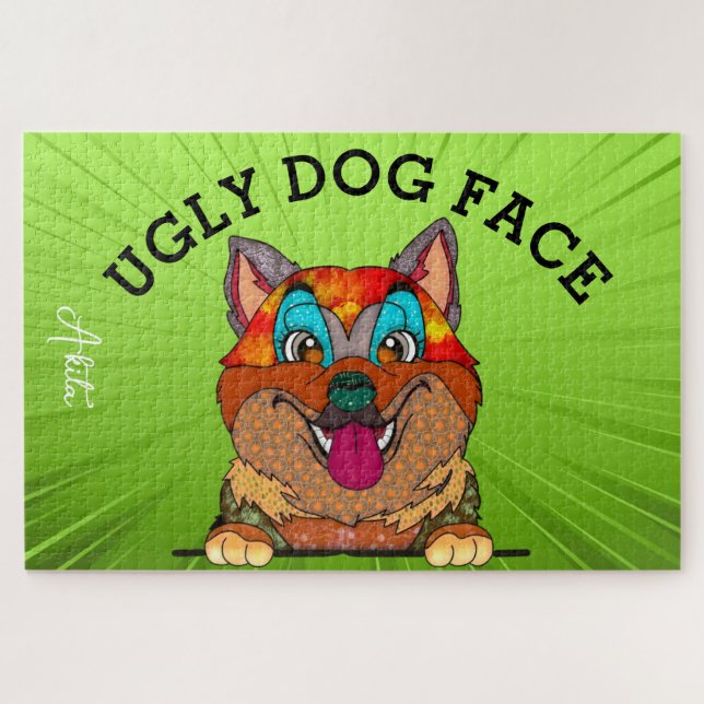 Akita ugly dog face 1000 piece  jigsaw puzzle (Horizontal)