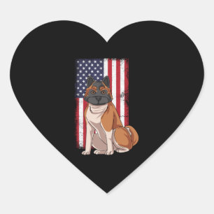 Akita USA Flag Heart Sticker
