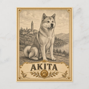 Akita, Vintage Heritage Dog Postcard