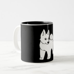 akita white cartoon Two-Tone coffee mug