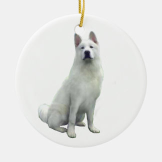 Akita - White Ceramic Tree Decoration