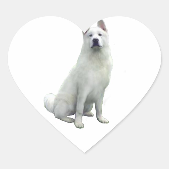 Akita - White Heart Sticker (Front)