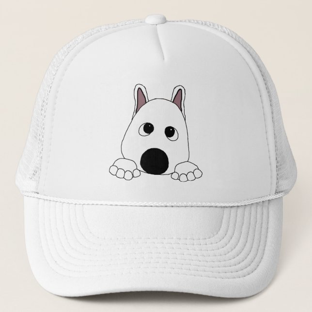 akita white peeping trucker hat (Front)