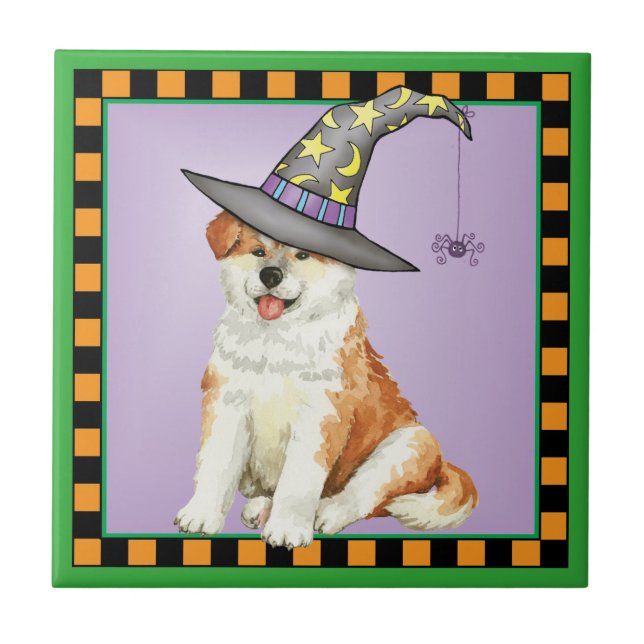 Akita Witch Ceramic Tile (Front)