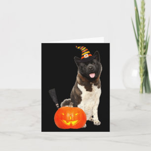 Akita Witch Hat Halloween Dog Costume Card