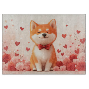 Akita with Roses - Valentine's Day  Cutting Board