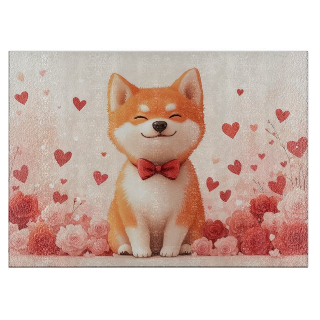 Akita with Roses - Valentine's Day  Cutting Board (Front)