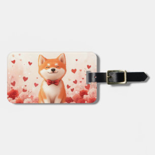 Akita with Roses - Valentine's Day  Luggage Tag